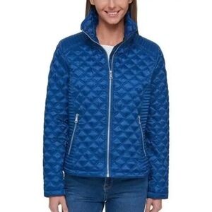 Marc New York by Andrew Marc Blue Quilted Puffer Moto Jacket | Size: M